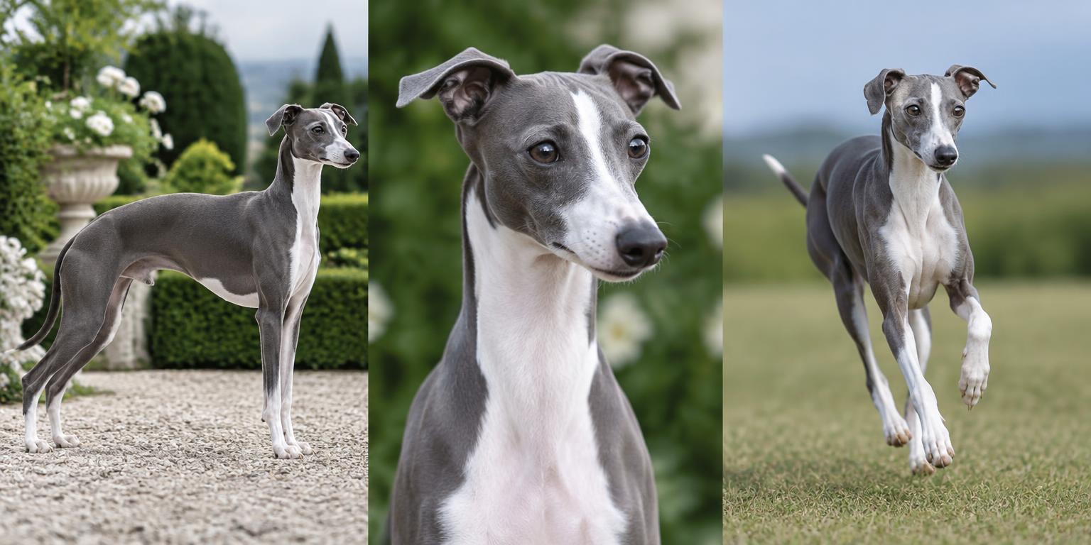 Galgo italiano color Blanco y azul